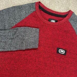 Ecko Unltd. Raglan Pullover Red Long Sleeve waffle‎ Casual Comfy Top Mens Large